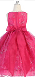 Fushia Pink Embroiderey Sequence Flower Layer Dress - Oasislync