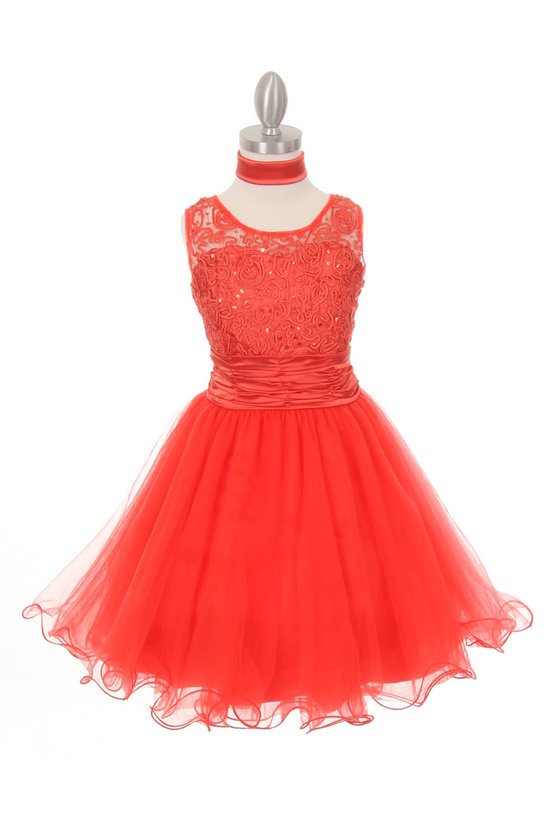 Rhinestone Lace Dress in Tomato red - Oasislync
