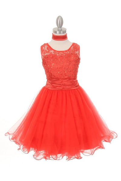 Rhinestone Lace Dress in Tomato red - Oasislync
