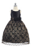 Girl's satin Bodice and Laces overlay Skirt in Champagne Black - Oasislync