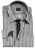 Black Striped Slim Fit Dress Shirt - Oasislync