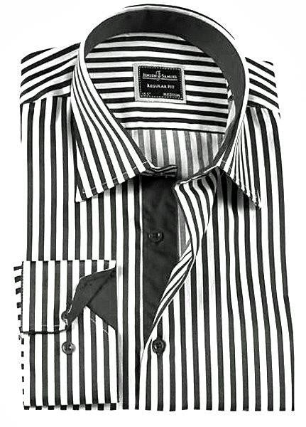 Black Striped Slim Fit Dress Shirt - Oasislync