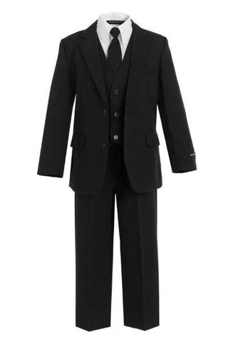 Boys' 5-Piece Black Formal Slim Fit Suit - Oasislync
