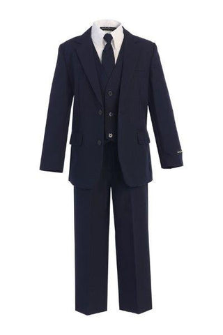 Boys' 5-Piece Navy Blue Formal Slim Fit Suit - Oasislync