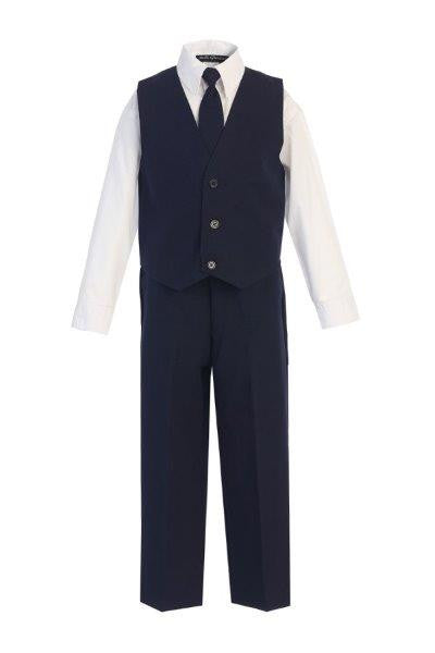 Boys' 5-Piece Navy Blue Formal Slim Fit Suit - Oasislync