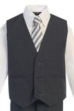 Boys' 5-Piece Grey Pinstripe Formal Suit - Oasislync