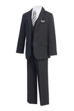 Boys' 5-Piece Grey Pinstripe Formal Suit - Oasislync