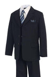 Boys' 5-Piece Navy Blue Pinstripe Formal Suit - Oasislync