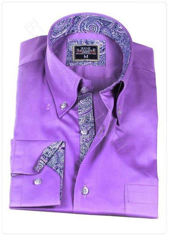 Purple Paisley Slim Fit Dress Shirt - Oasislync