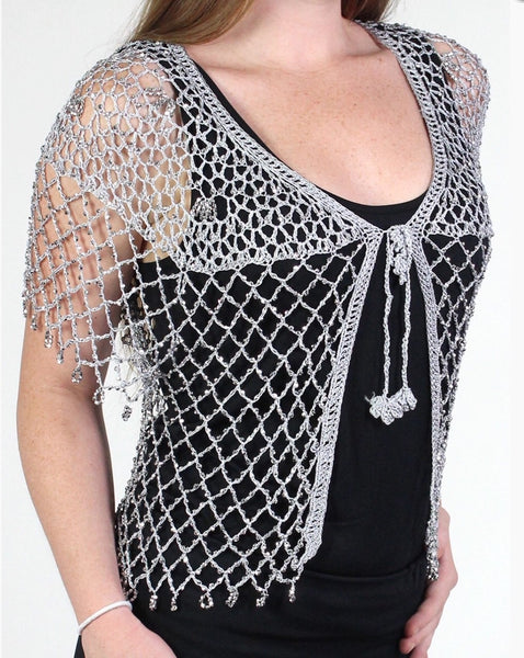 Silver Beaded Evening Cardigan - Oasislync