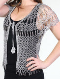 Silver Beaded Evening Cardigan with Loops - Oasislync