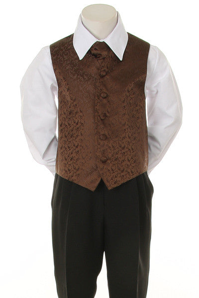 Boy's Formal Vest and Tie Set - Chocolate Brown - Oasislync