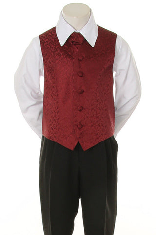 Boy's Formal Vest and Tie Set - Burgundy - Oasislync