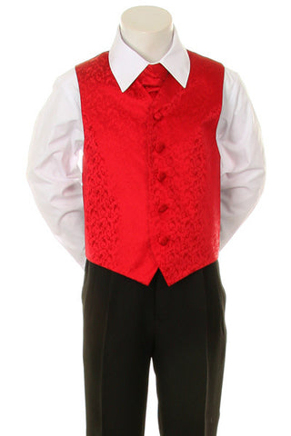 Boy's Formal Vest and Tie Set - Red - Oasislync