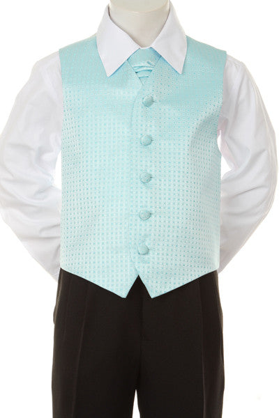 Boy's Formal Vest and Tie Set - Aqua - Oasislync