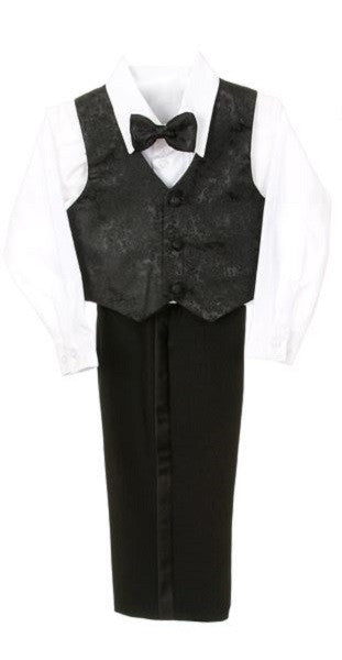 Boy Tuxedo with Satin Lapel and Side Pants Stripes - Oasislync