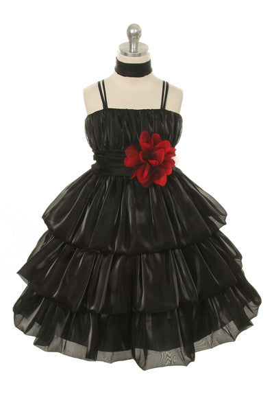 Kid's Dream Girls' Black Double-layered Organza Party Dress - Oasislync