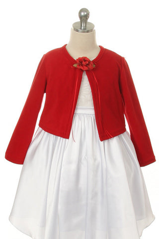 Girls' Red Long Sleeve Bolero Jacket - Oasislync