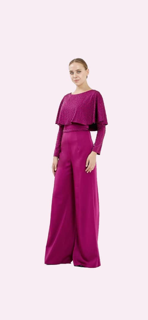 Palazzo Jumpsuit with Beaded Capelet - Oasislync