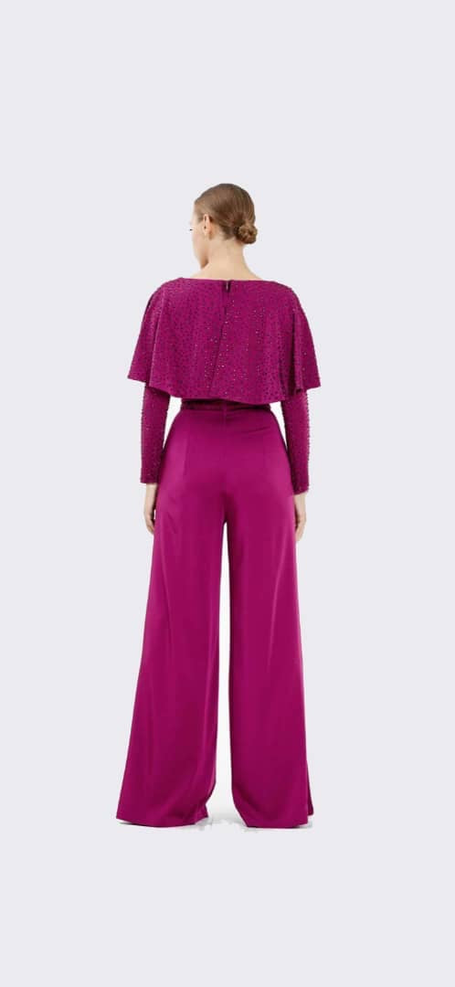Palazzo Jumpsuit with Beaded Capelet - Oasislync