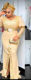 Gold Mesh Sequin Formal Dress