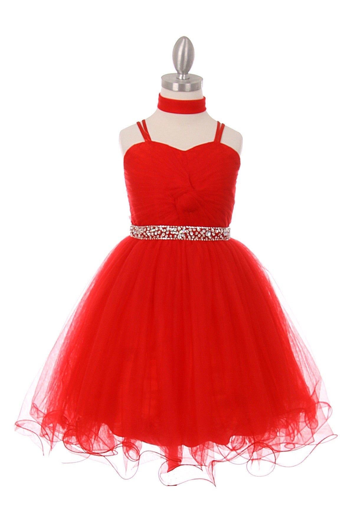 Spaghetti Straps Red Sequin Tulle Flower Girl Dress - Oasislync