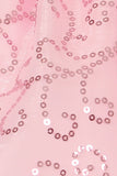 Sequin Organza Dress with Taffeta Sash and Pin-On Flower - Pink - Oasislync