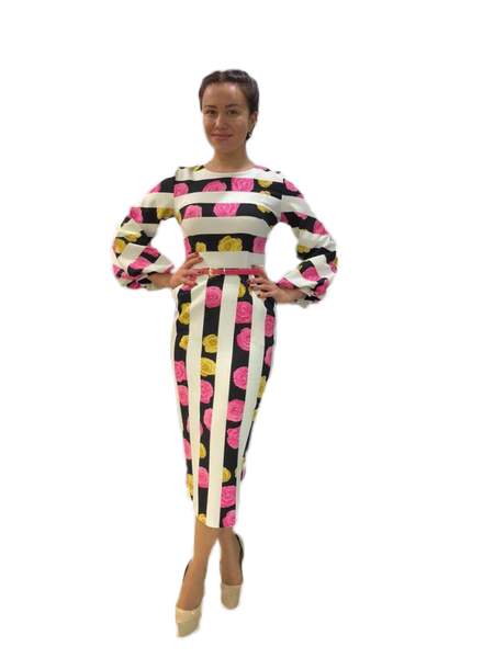 Lantern Sleeves Pink Belted Sheath Dress - Oasislync