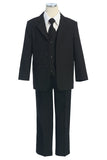 Boys' Black Suit with White Pin Stripes, Vest, Tie and Pocket Square - Oasislync